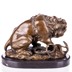Oroszlán kígyóval - bronz szobor márványtalpon képe
